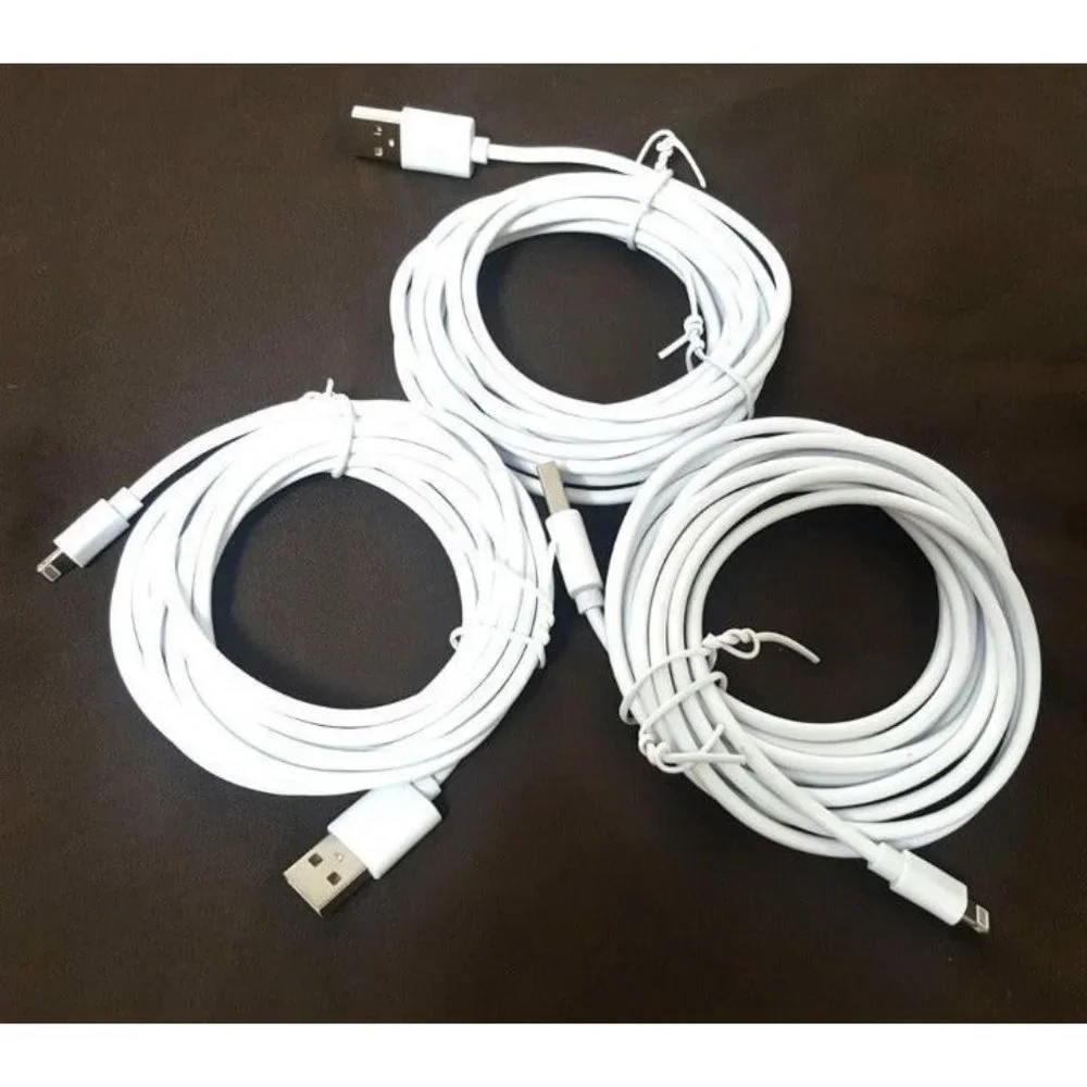 3 X iPhone Charging Cable 10ft Extra Long Charger - White